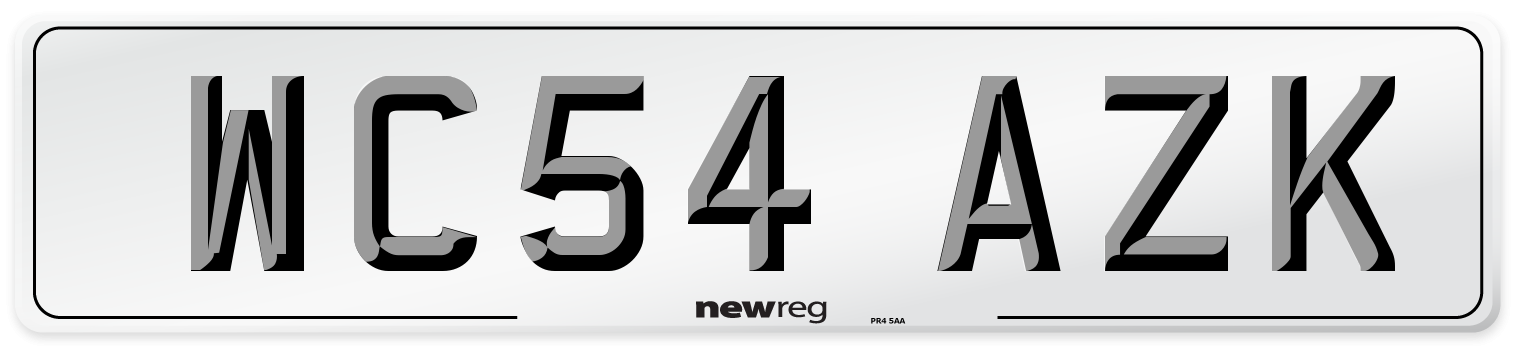 WC54 AZK Number Plate from New Reg